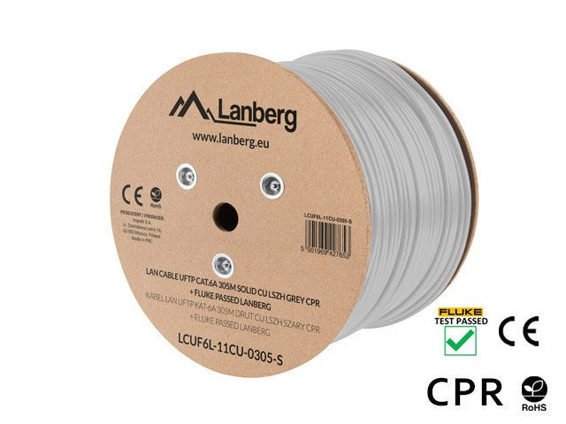 Lanberg LAN cable CAT.6a uftp 305m solid cu lszh grey cpr + fluke passed