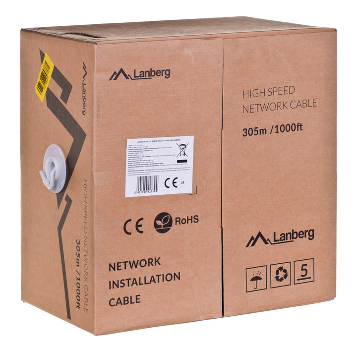 Lanberg LAN cable CAT.6 utp 305m solid cu grey fluke passed