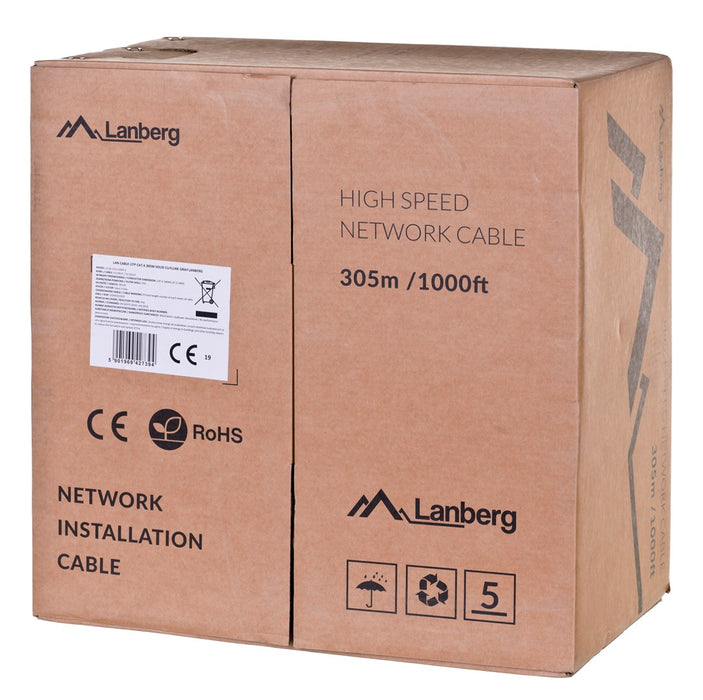 Lanberg LAN cable CAT.6 utp 305m solid cu grey fluke passed