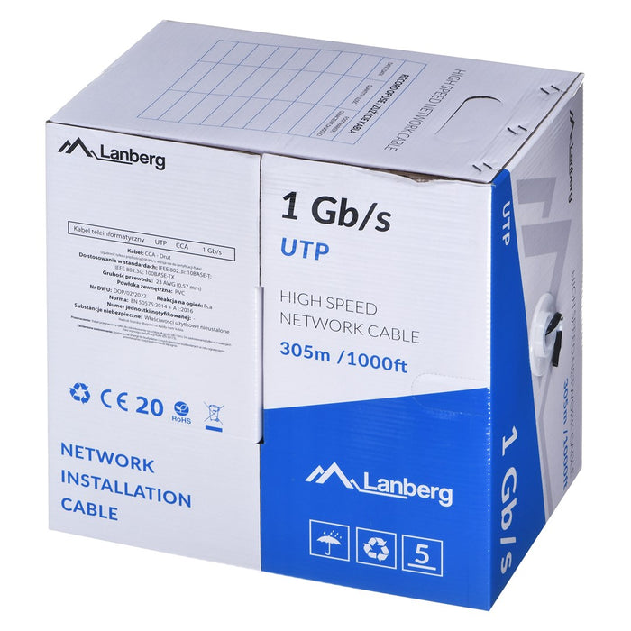 Ethernet LAN Cable Lanberg LCU6-10CC-0305-BK 305 m