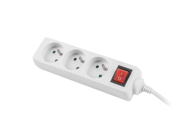 Lanberg power strip 3m, 3 sockets, french with circuit breaker quality-grade copper cable, white
