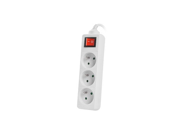 Lanberg power strip 3m, 3 sockets, french with circuit breaker quality-grade copper cable, white