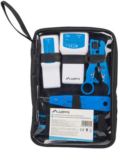 Lanberg  network toolkit with RJ45 RJ11 cable tester, crimping, stripping and lsa-insertion tool