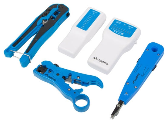 Lanberg  network toolkit with RJ45 RJ11 cable tester, crimping, stripping and lsa-insertion tool