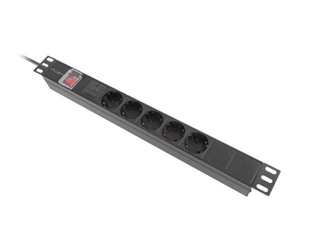 Lanberg power distribution unit (pdu) 19" 1U 16a 2m 5x schuko outlets black