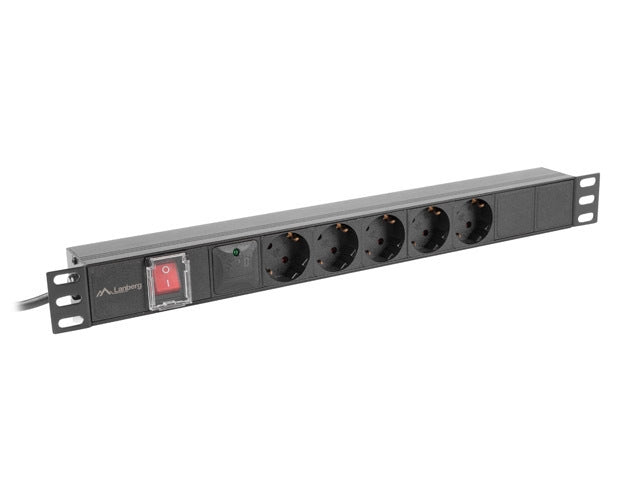 Lanberg power distribution unit (pdu) 19" 1U 16a 2m 5x schuko outlets black
