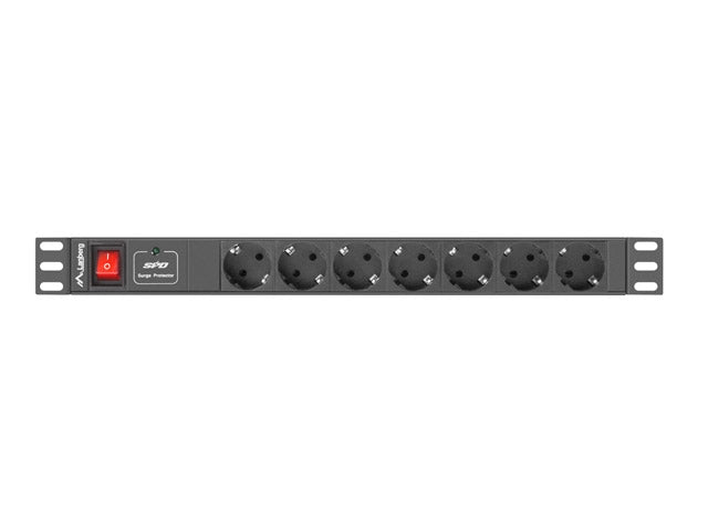 Lanberg power distribution unit (PDU) 19"1U 16A 7 SOCKETS SCHUKO 2M, black