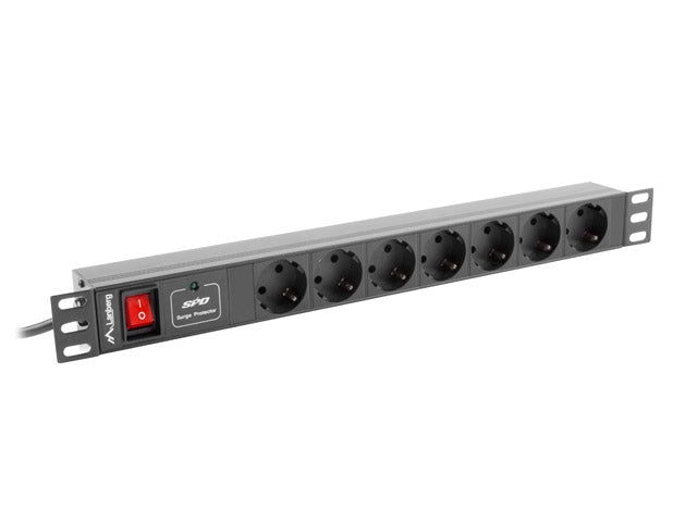 Lanberg power distribution unit (PDU) 19"1U 16A 7 SOCKETS SCHUKO 2M, black