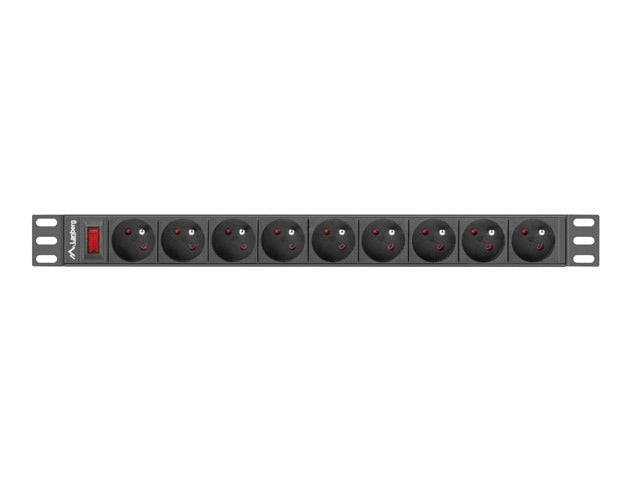 Lanberg power distribution unit (PDU) 19"1U 16A 9 SOCKETS 3M, black