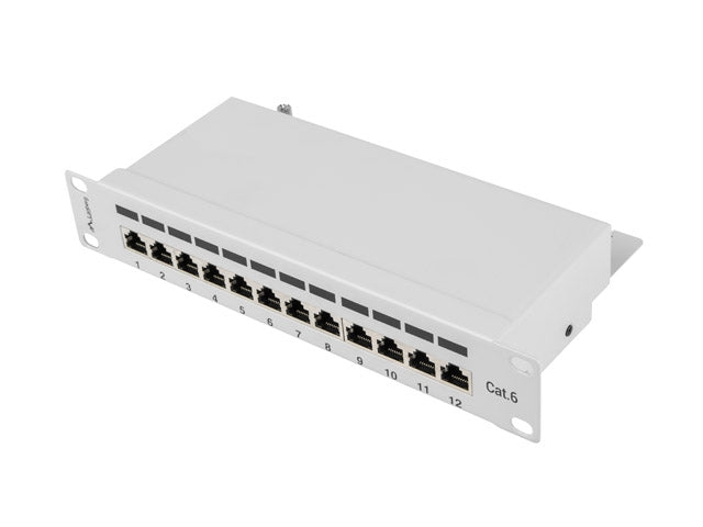 Lanberg patch panel 12port 1U 10" CAT.6 shielded, grey