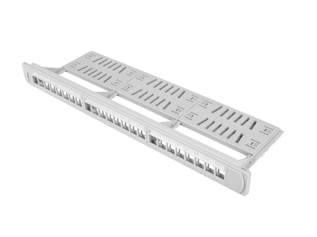 Lanberg patch panel blank 24 port 1U with organizer for keystone modules gray