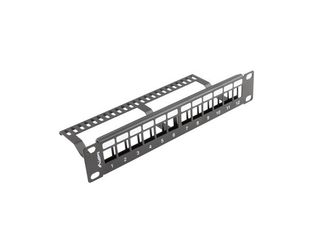 Lanberg patch panel blank 12 port 1U with organizer for keystone modules black
