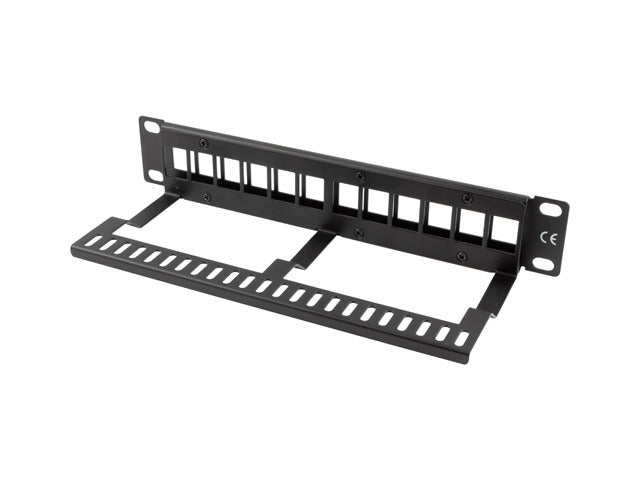 Lanberg patch panel blank 12 port 1U with organizer for keystone modules black