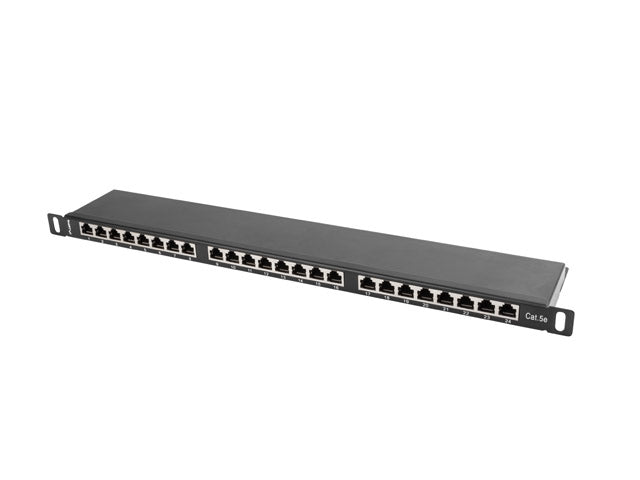 Lanberg patch panel 24 port 0.5U CAT.5E shielded, black