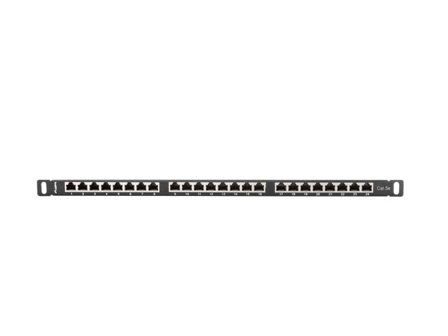 Lanberg patch panel 24 port 0.5U CAT.5E shielded, black