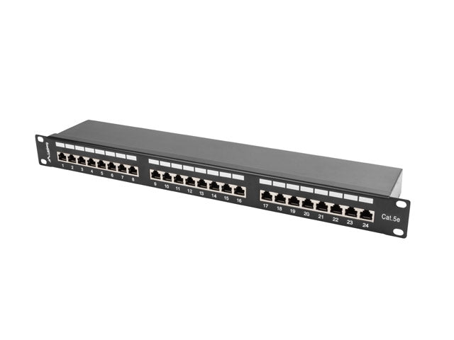 Lanberg patch panel 24 port 1U CAT.5E shielded, black