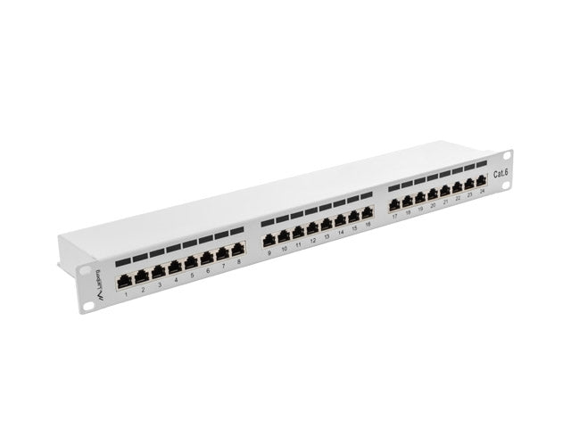 Lanberg patch panel 24 port 1U CAT.6 shielded, grey