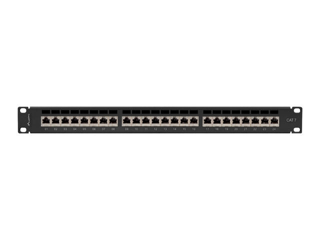 Lanberg patch panel 24 port 1U 19" CAT.7 ftp with cable organizer shielded black