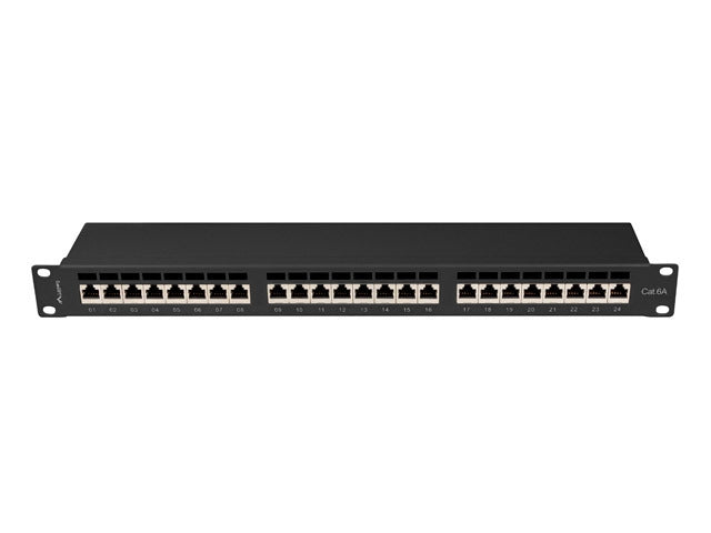 Lanberg patch panel 24 port 1U 19" CAT.6a ftp with cable organizer shielded black