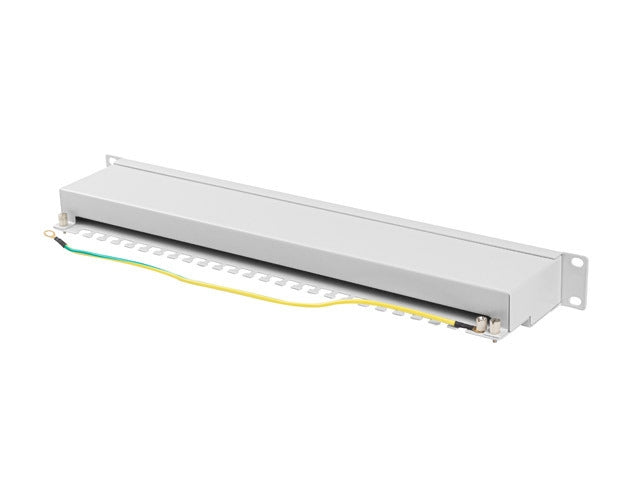 Lanberg patch panel 24 port 1U 19" CAT.6a ftp with cable organizer shielded grey