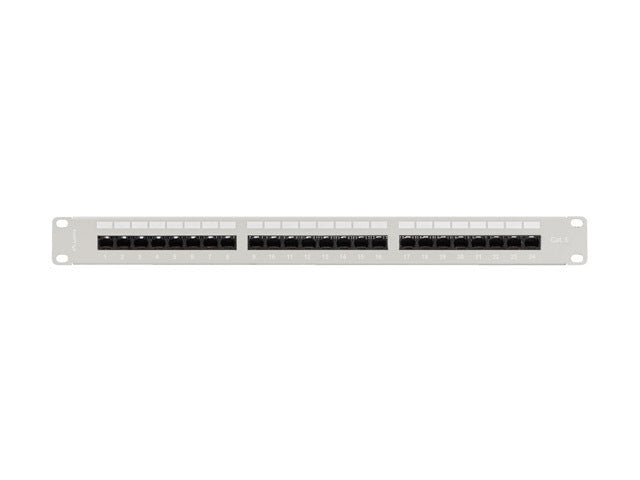 Lanberg patch panel 24 port 1U 19" CAT.6 utp with cable organizer grey