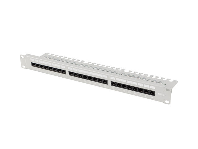 Lanberg patch panel 24 port 1U 19" CAT.6 utp with cable organizer grey