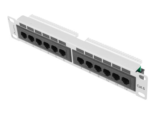 Lanberg patch panel 12port 1U 10" CAT.6, grey