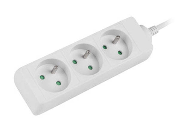 Lanberg power strip 1.5m, 3 sockets, french quality-grade copper cable, white