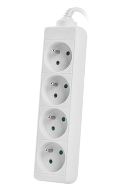 Lanberg power strip 1.5m, 4 sockets, french quality-grade copper cable, white
