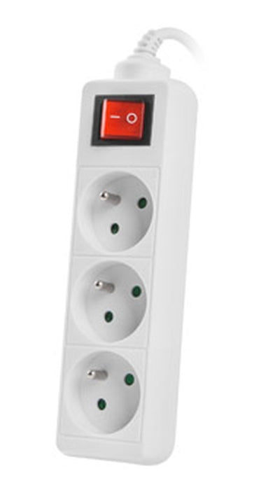 Lanberg power strip 1.5m, 3 sockets, french with circuit breaker quality-grade copper cable, white