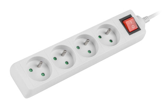 Lanberg power strip 1.5m, 4 sockets, french with circuit breaker quality-grade copper cable, white