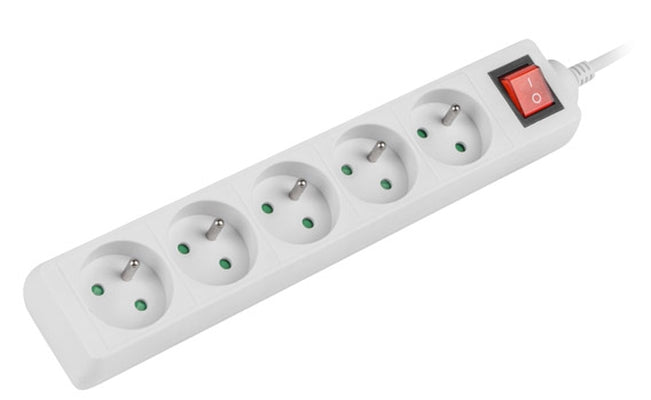 Lanberg power strip 1.5m, 5 sockets, french with circuit breaker quality-grade copper cable, white