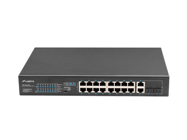 Lanberg switch 16x 100mb poe+/2x 1GB/1x sfp rack 19" unmanaged gigabit ethernet 250w
