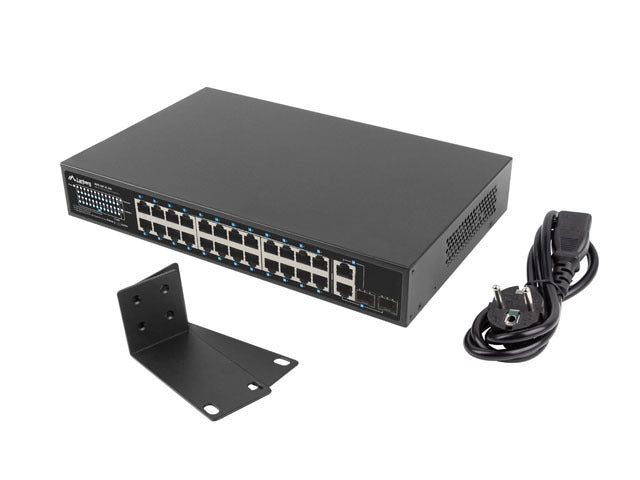 Lanberg Switch 24 x 100MB POE+/2 x Combo Rack 19" Gigabit Ethernet, 250W