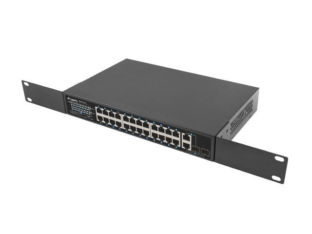 Lanberg switch 24x 100mb poe+/2x combo rack 19" gigabit ethernet 360w v2