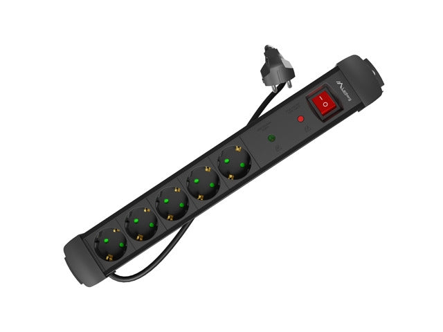 Lanberg surge protector sp1 3m 5x schuko outlets black
