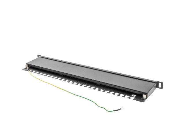 Lanberg patch panel 24 port 0.5U CAT.5E shielded, black