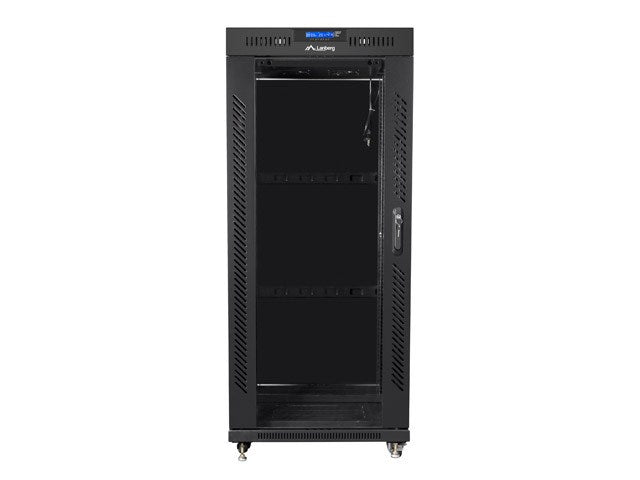 Lanberg rack cabinet 19" free-standing 27U/800x1000 (flat pack) with glass door lcd black v2