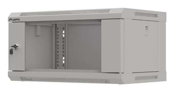 Lanberg rack cabinet 19" wall-mount 4U/540x350 (flat pack) with glass door grey