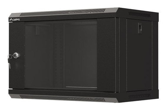 Lanberg rack cabinet 19" wall-mount 6U/540x350 (flat pack) with glass door black