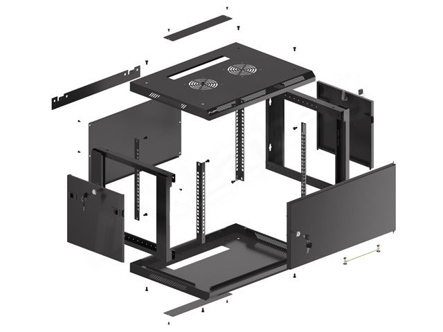 Lanberg rack cabinet 19" wall-mount 6U/600x450 for self-assembly with metal door black (flat pack)
