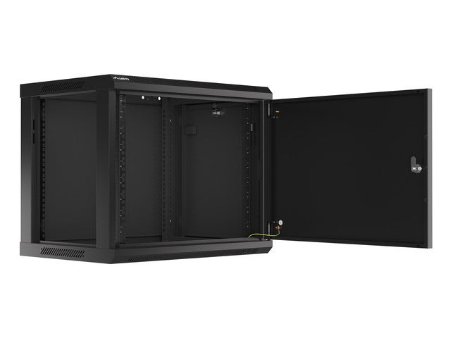 Lanberg rack cabinet 19" wall-mount 9U/600x450 for self-assembly with metal door  black (flat pack)