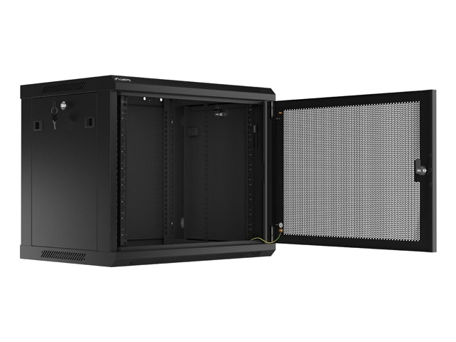 Lanberg rack cabinet 19" wall-mount 9U/600x450 with perforated door black (flat pack)