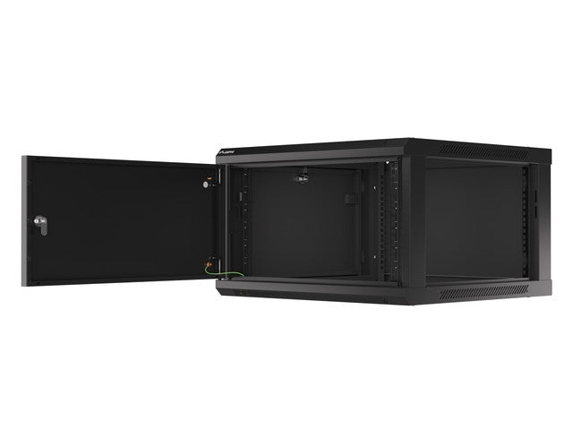 Lanberg rack cabinet 19" wall-mount 6U/600x600 for self-assembly with metal door black (flat pack)