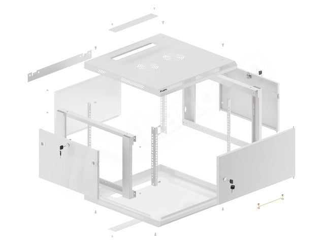 Lanberg rack cabinet 19" wall-mount 6U/600x600 for self-assembly with metal door grey (flat pack)