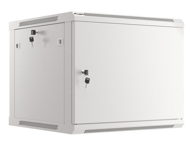 Lanberg rack cabinet 19" wall-mount 9U/600x600 for self-assembly with metal door grey (flat pack)