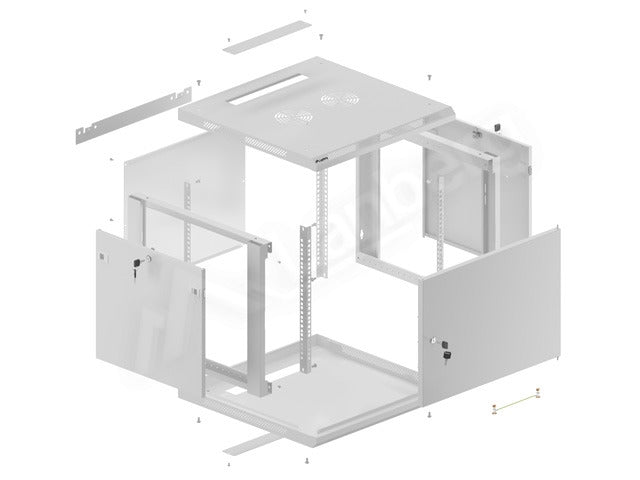 Lanberg rack cabinet 19" wall-mount 9U/600x600 for self-assembly with metal door grey (flat pack)