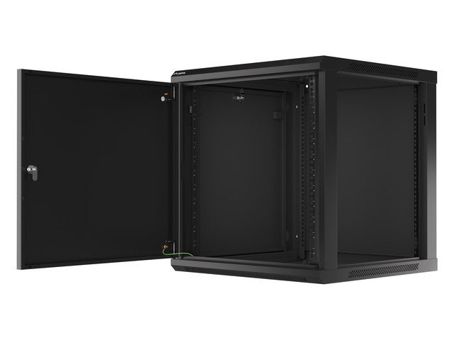 Lanberg rack cabinet 19" wall-mount 12U/600x600 for self-assembly with metal door black (flat pack)