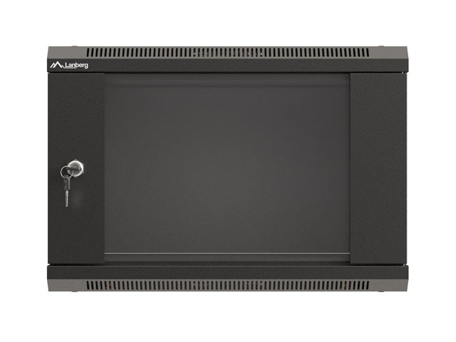 Lanberg rack cabinet 19" wall-mount 6U/540x350 (flat pack) with glass door black