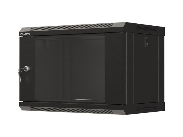 Lanberg rack cabinet 19" wall-mount 6U/540x350 (flat pack) with glass door black